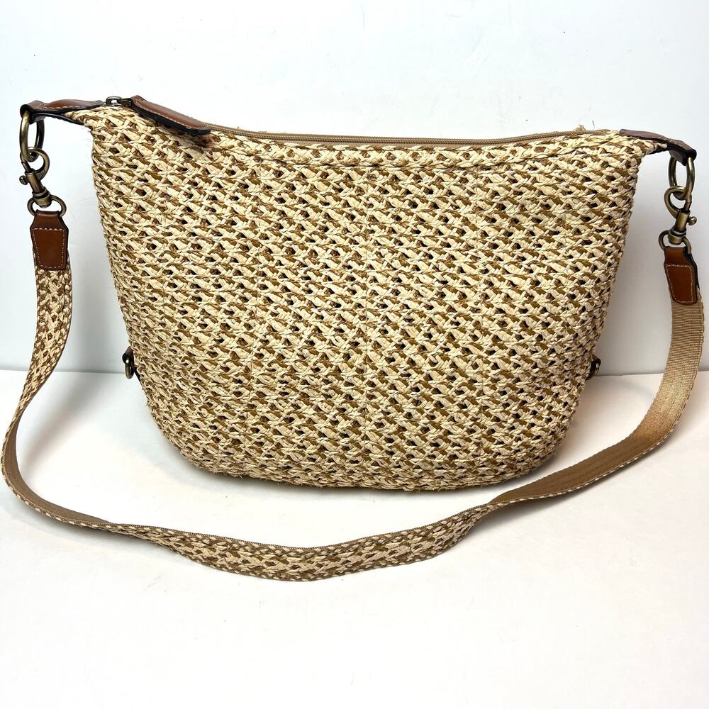 Eric Javits Straw Hobo Crossbody Bag Coastal Boho Woven Purse